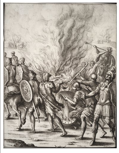 The Trojans Cremating Their Dead (State 1) by Wenceslaus Hollar